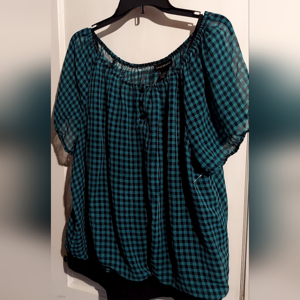 Lane Bryant 18/20 Sheer Plaid Top with Cami